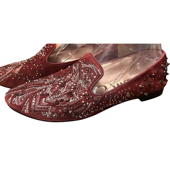 SAM EDELMAN Avalon Flats Burgundy Wine Suede‎ Sequin Flats Fairy Grunge W Sz 7.5 - Picture 10 of 16
